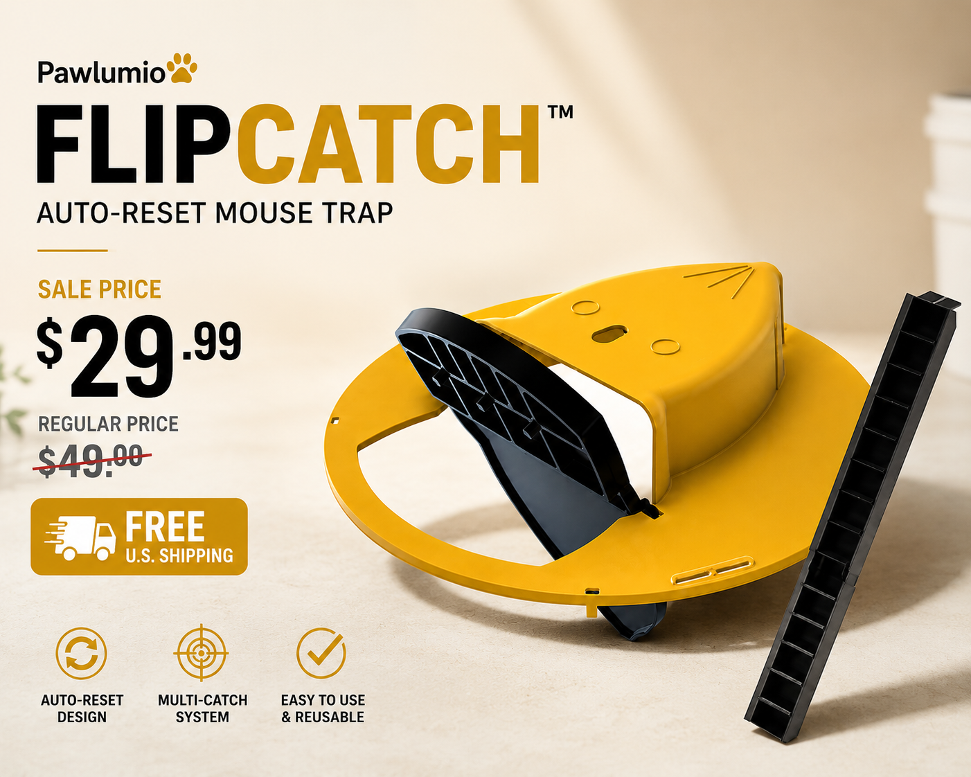 Pawlumio FlipCatch™ Auto-Reset Mouse Trap