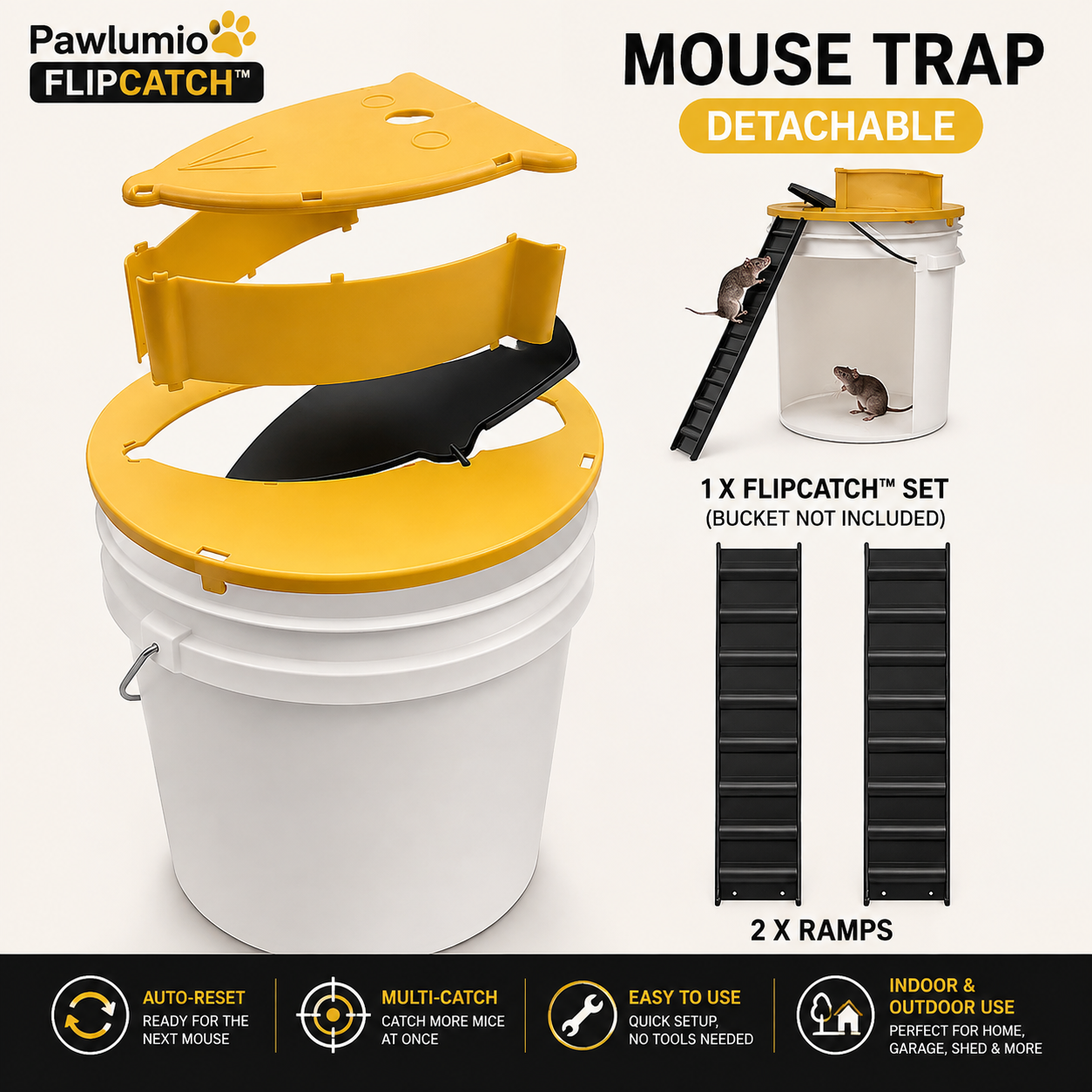 Pawlumio FlipCatch™ Auto-Reset Mouse Trap